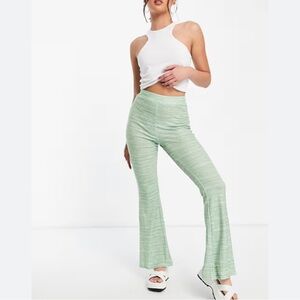 Red berry Green/multi Flecked Rib Flare Knit Pant Size Large